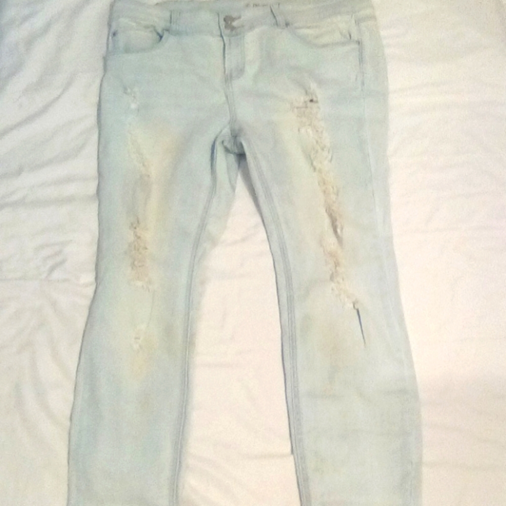 Refuse Distress Denim Blue Jeans Women